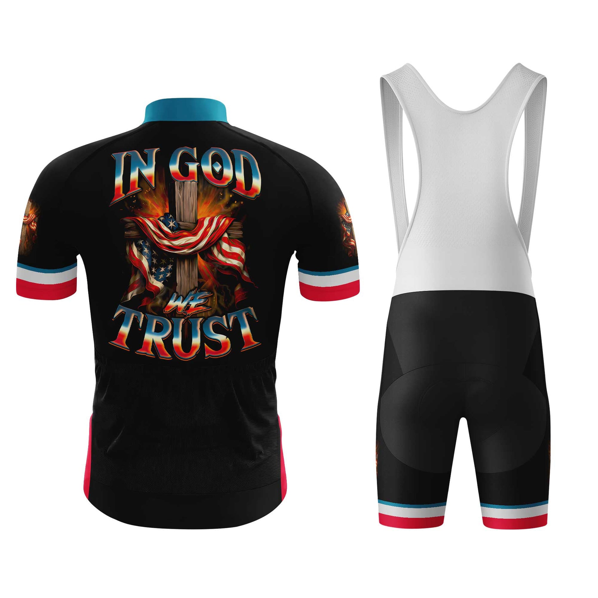 In God We Trust Men's Cycling Jersey Set, Road Bike Cycling Kit for Men, Biking Outfit, Bicycle Suit, Team Racing Uniform