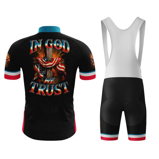 In God We Trust Men's Cycling Jersey Set, Road Bike Cycling Kit for Men, Biking Outfit, Bicycle Suit, Team Racing Uniform
