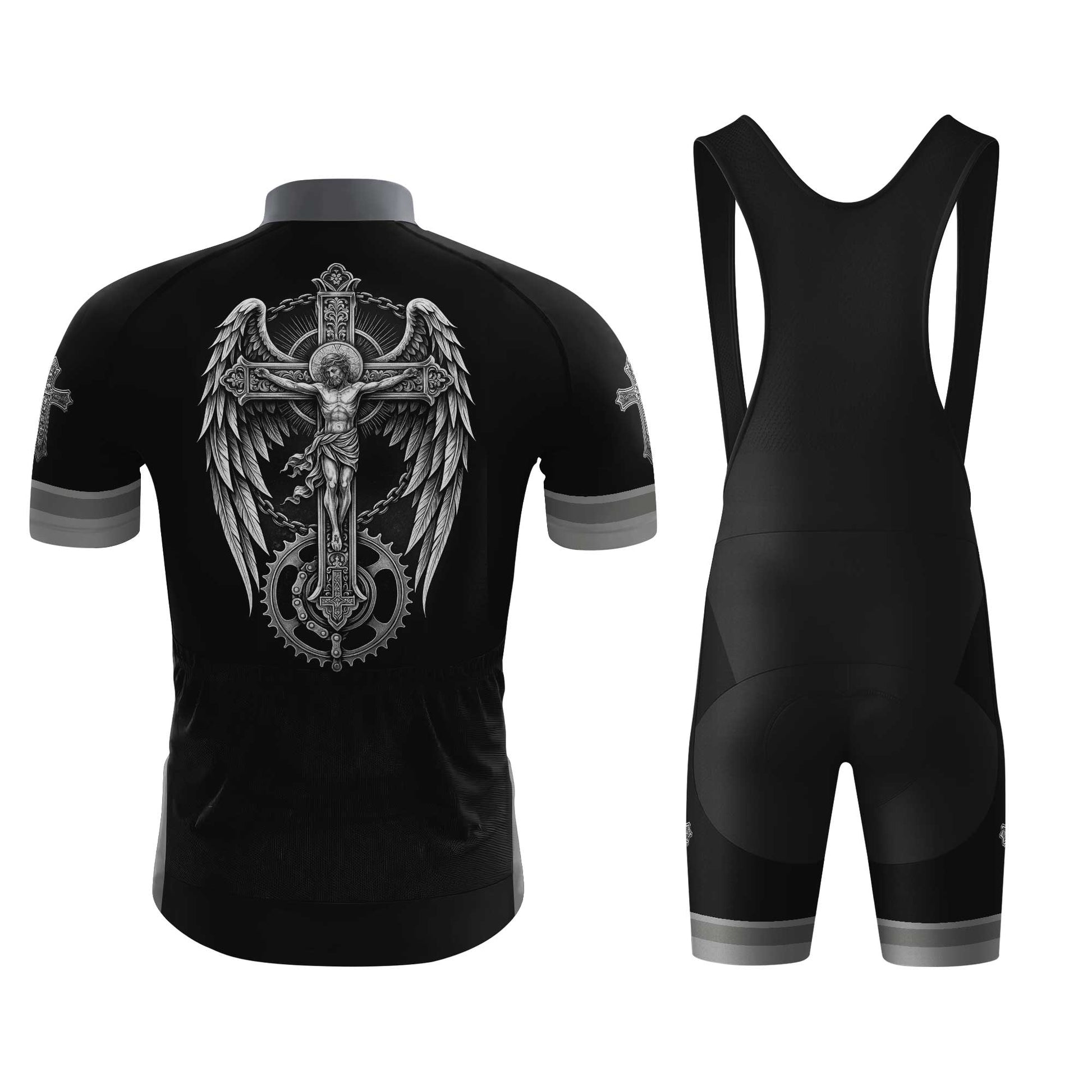 A Man Believe In Jesus Men's Cycling Jersey Set, Road Bike Cycling Kit for Men, Biking Outfit, Bicycle Suit, Team Racing Uniform