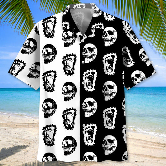 Halloween Bigfoot Silhouette Skull Hawaiian Shirt