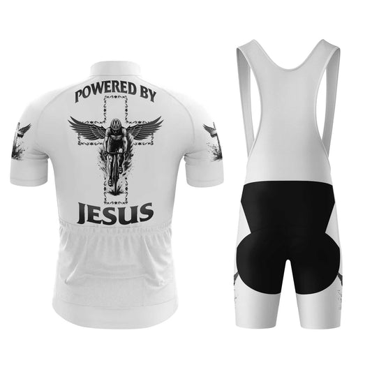 Powered By Jesus Men's Cycling Jersey Set, Road Bike Cycling Kit for Men, Biking Outfit, Bicycle Suit, Team Racing Uniform