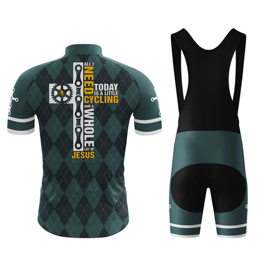 All I Need Is Cycling And Jesus Men's Cycling Jersey Set, Road Bike Cycling Kit for Men, Biking Outfit, Bicycle Suit, Team Racing Uniform