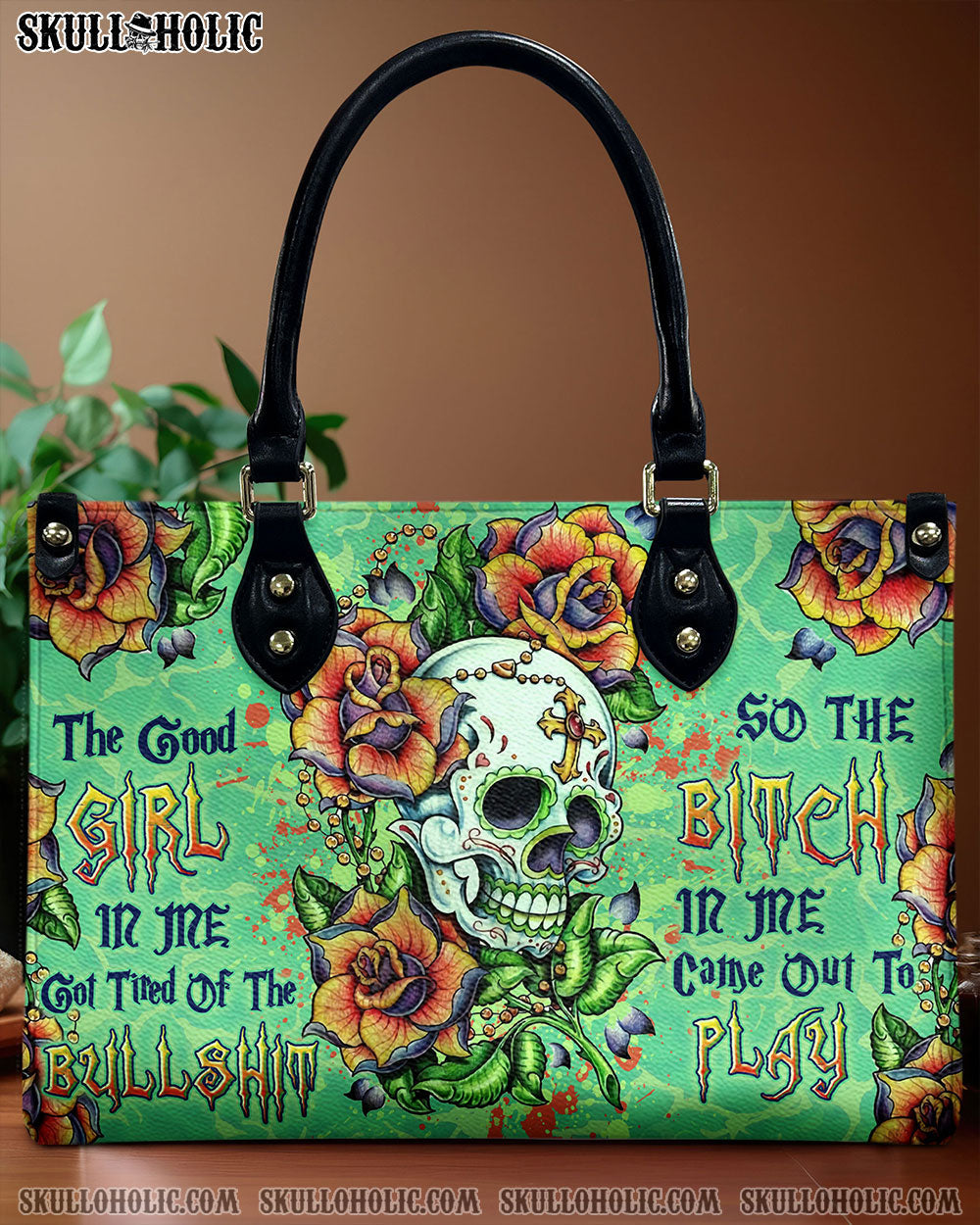 THE GOOD GIRL IN ME GOT TIRED LEATHER HANDBAG - YHLN3007244