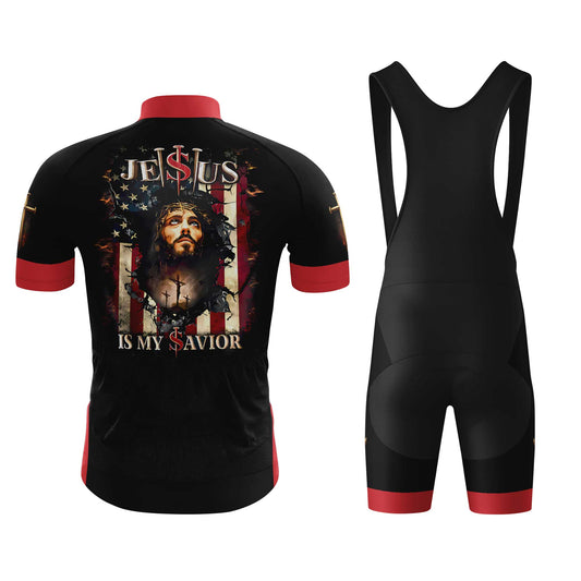 Jesus Is My Savior Men's Cycling Jersey Set, Road Bike Cycling Kit for Men, Biking Outfit, Bicycle Suit, Team Racing Uniform