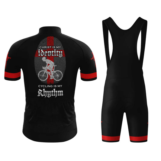Christ Is My Identity Men's Cycling Jersey Set, Road Bike Cycling Kit for Men, Biking Outfit, Bicycle Suit, Team Racing Uniform