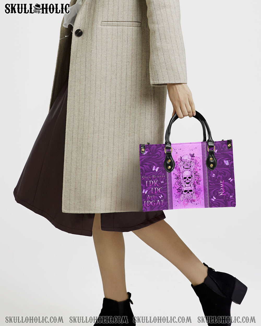 STUCK BETWEEN IDK IDC AND IDGAF LEATHER HANDBAG - YHLN2703243