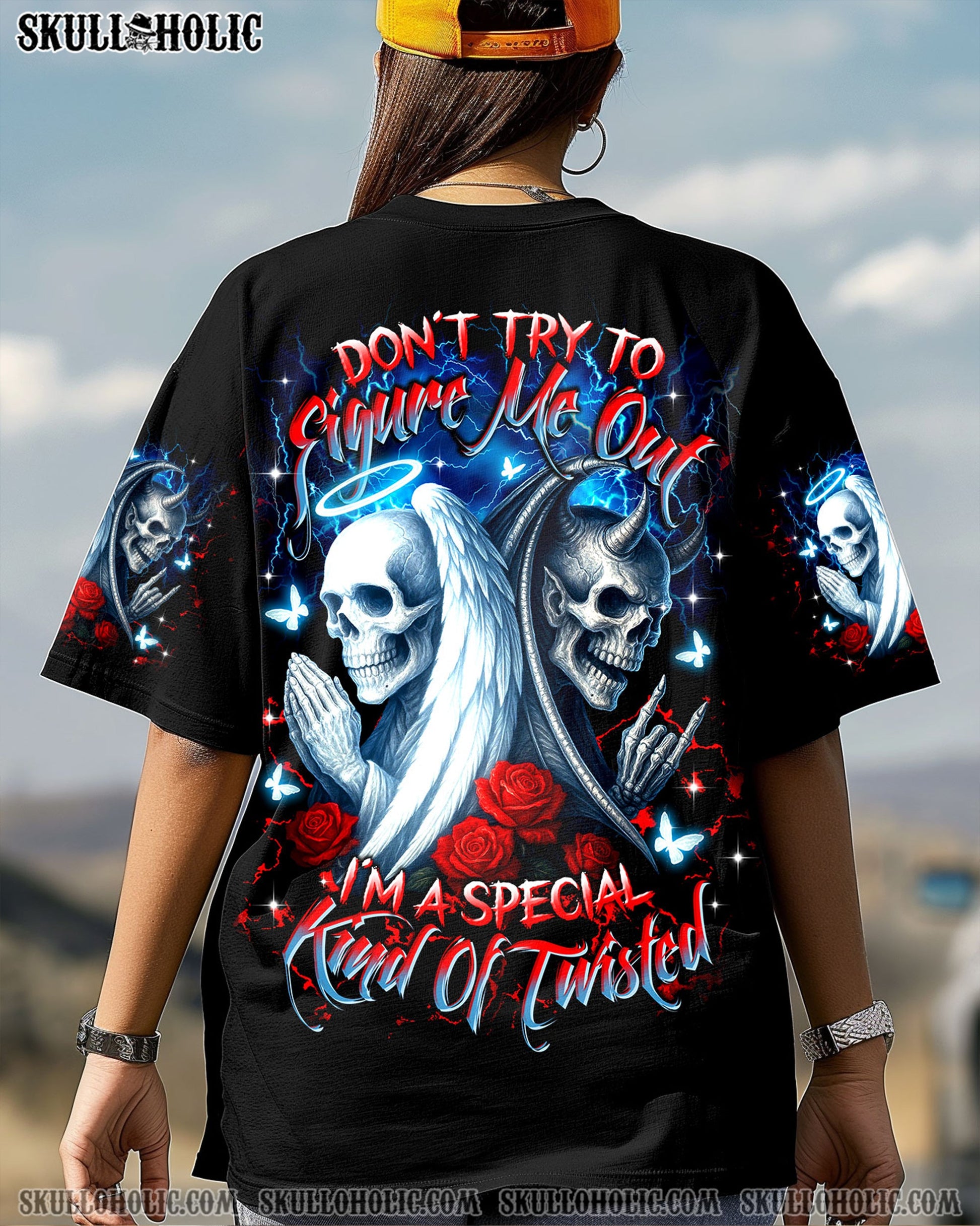 DON'T TRY TO FIGURE ME OUT SKULL ANGEL DVIL ALL OVER PRINT  -  TLTR1704253