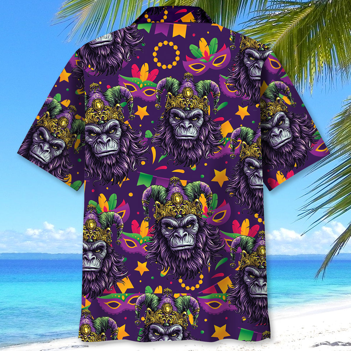 Mardi Gras Bigfoot Hawaiian Shirt
