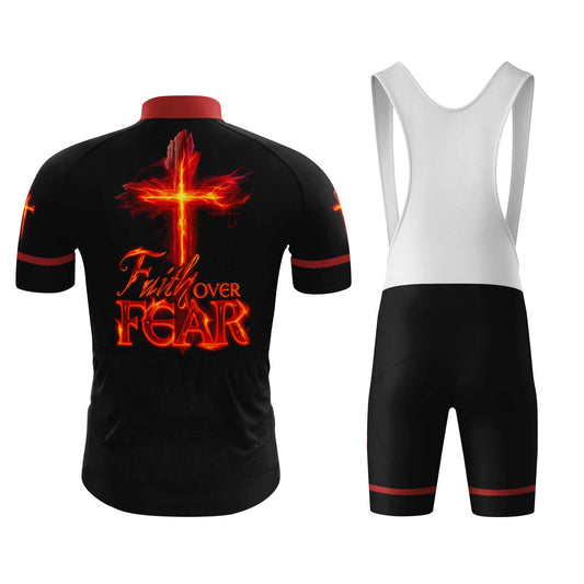 Faith Over Fear Men's Cycling Jersey Set, Road Bike Cycling Kit for Men, Biking Outfit, Bicycle Suit, Team Racing Uniform