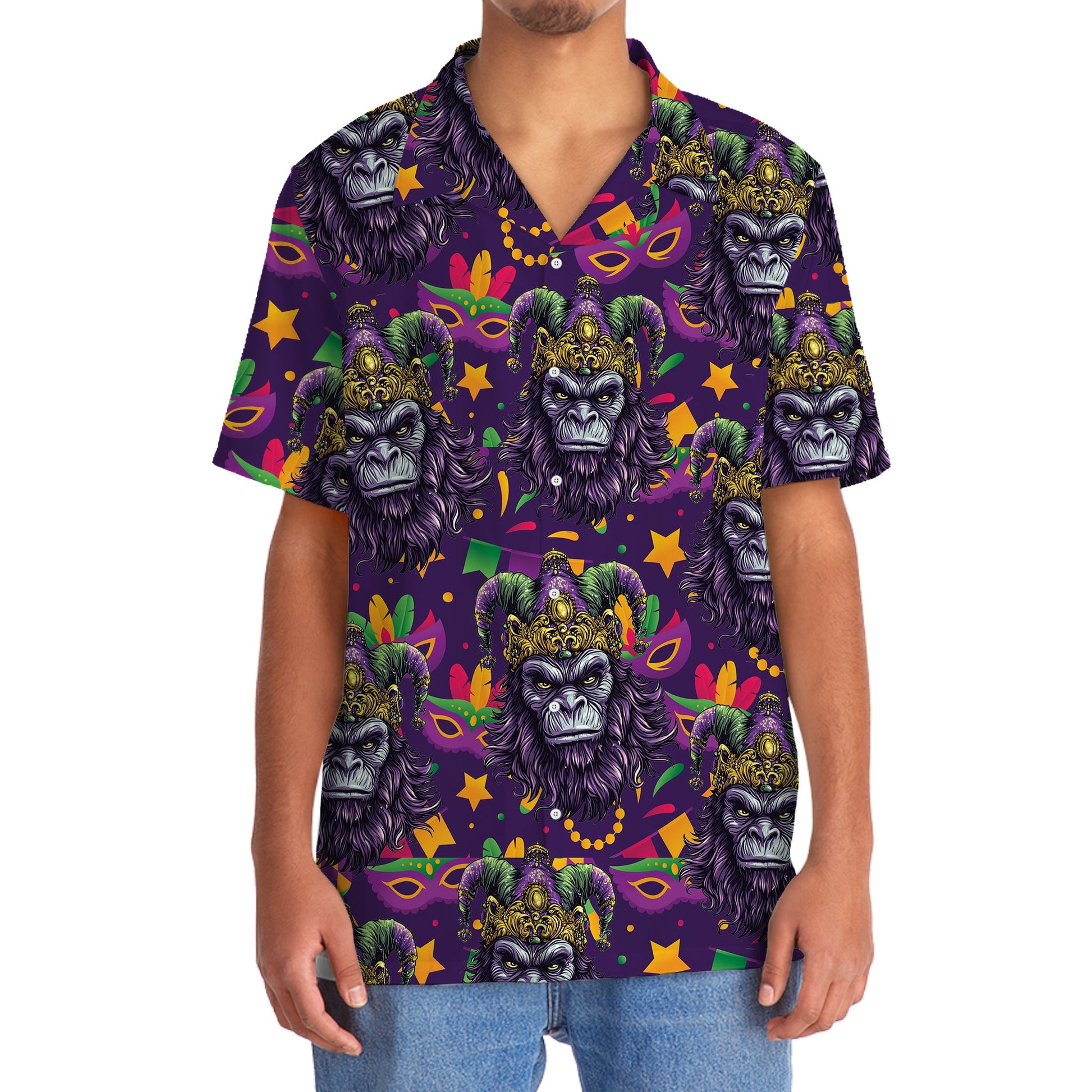 Mardi Gras Bigfoot Hawaiian Shirt
