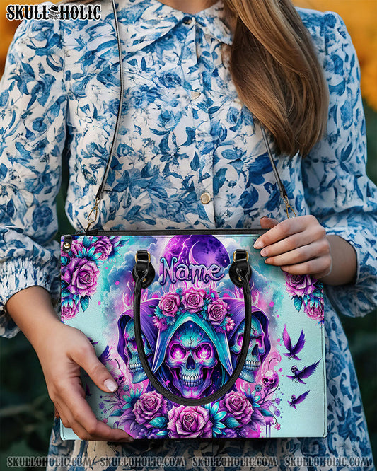 THREE SKULL REAPER ROSES LEATHER HANDBAG - TLPQ2503242