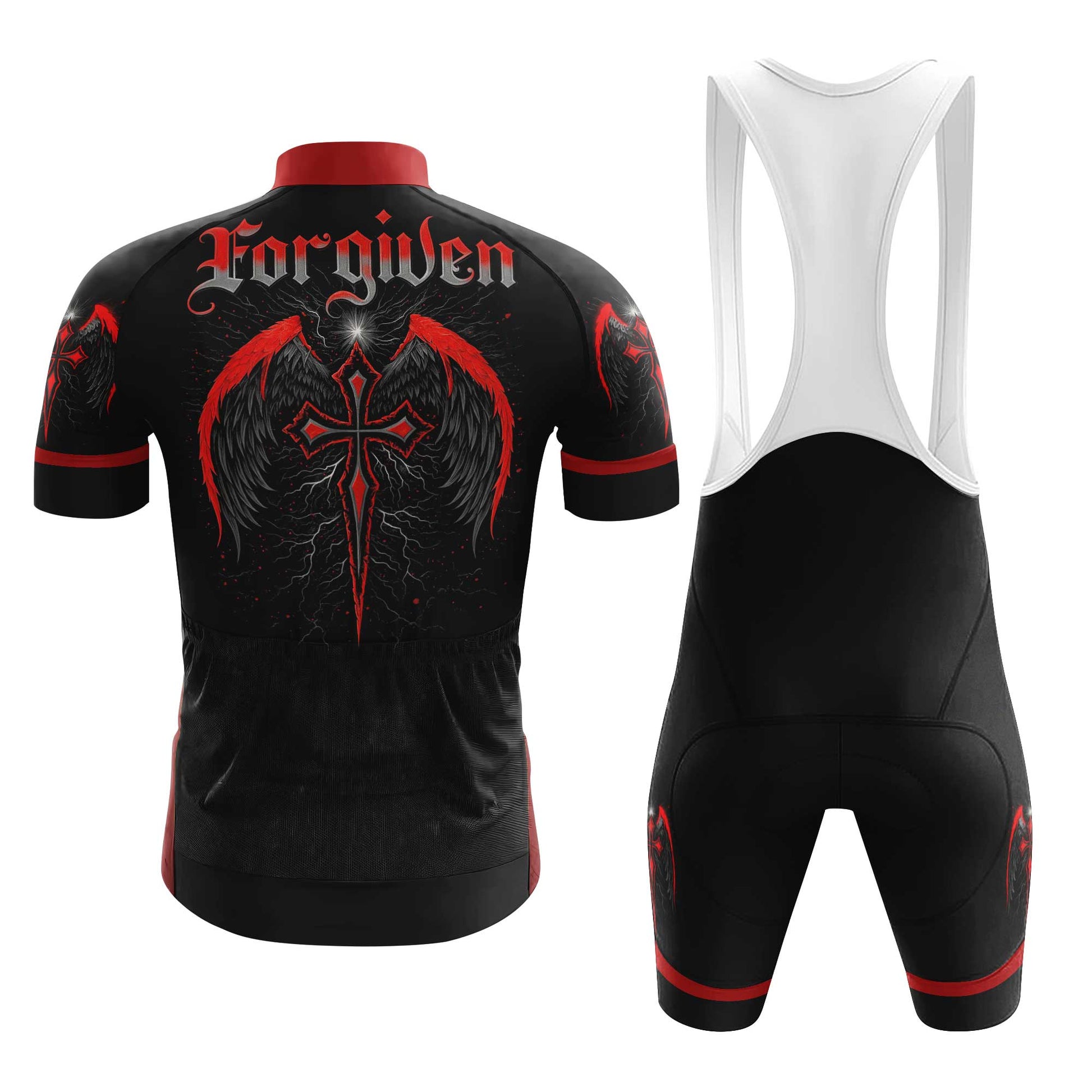 Forgiven Cross Men's Cycling Jersey Set, Road Bike Cycling Kit for Men, Biking Outfit, Bicycle Suit, Team Racing Uniform