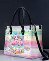 Don'T Worry Beach Happy Flamingo Leather Handbag