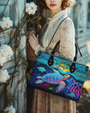 Blue Turtle Beach Leather Handbag