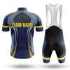 BigCrowns | Navy Yellow Line Cycling Short Sleeve Custom Name Cycling Kit