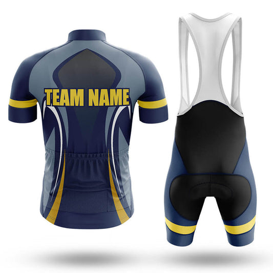 BigCrowns | Navy Yellow Line Cycling Short Sleeve Custom Name Cycling Kit