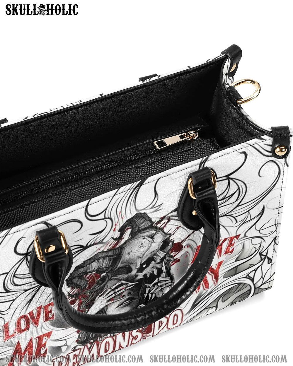 LOVE ME LIKE MY DEMONS DO LEATHER HANDBAG - YHDU2705244