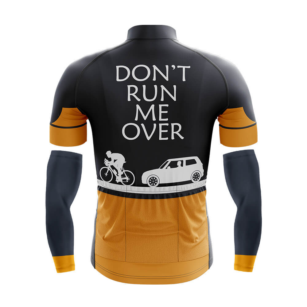 Funny Cycling Jersey With Arm Sleeves Don't Run Me Over Black Orange Mens Bike Jersey