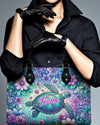 Sea Turtle Floral Leather Handbag