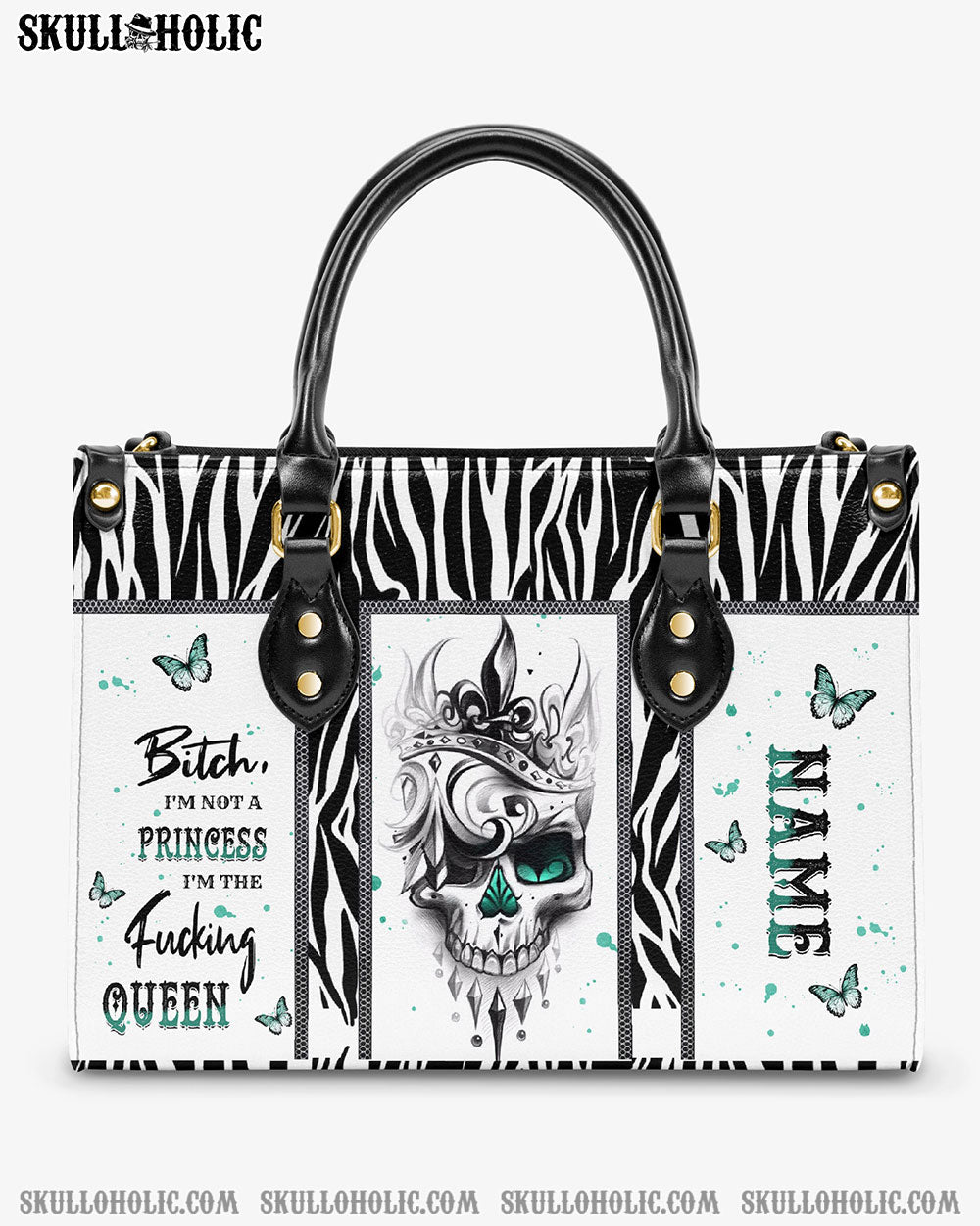 B I'M NOT A PRINCESS I'M THE F QUEEN LEATHER HANDBAG - YHKD2703241