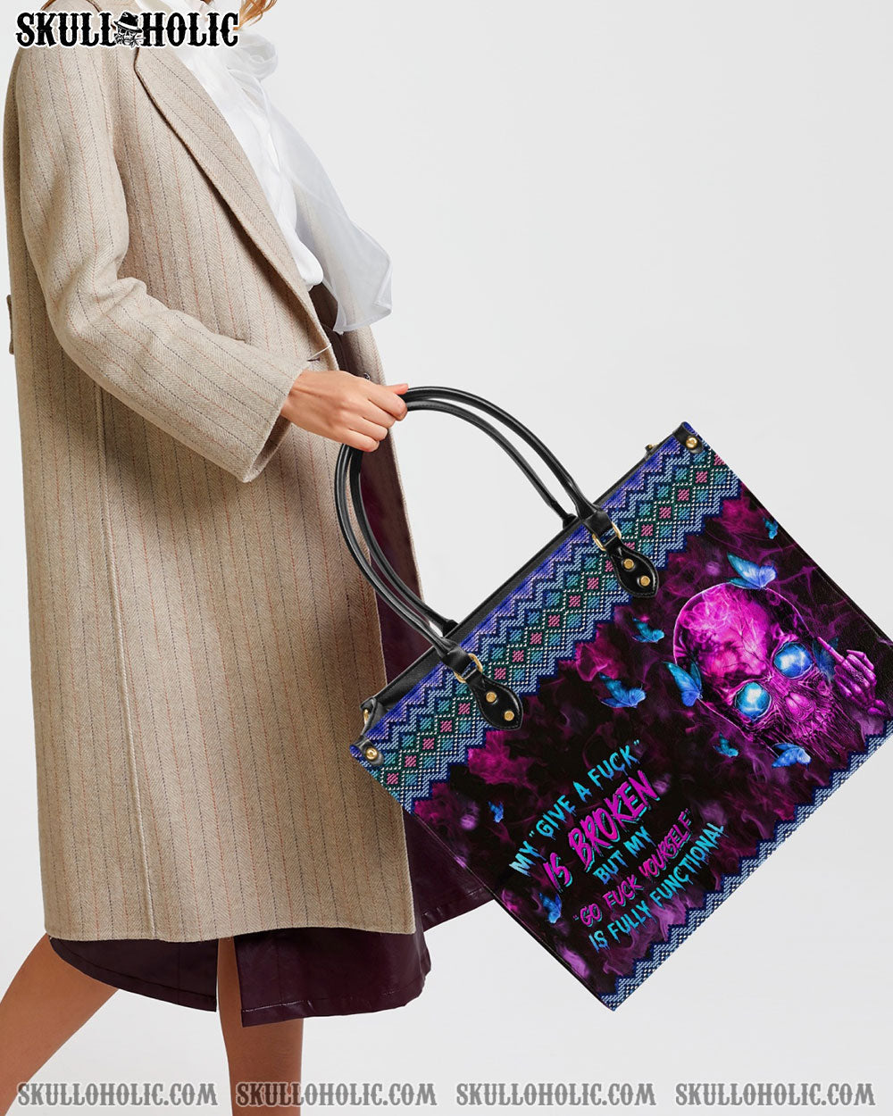 MY GIVE A F IS BROKEN LEATHER HANDBAG - YHHN2603243