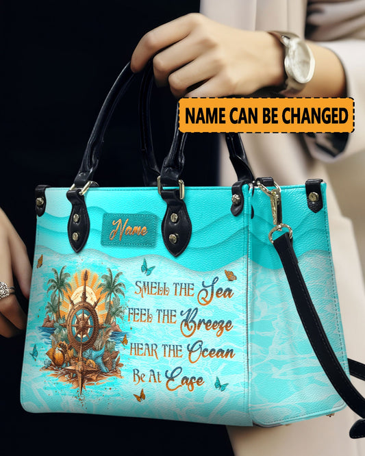 Smell The Sea Feel The Breeze Leather Handbag