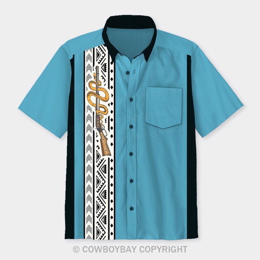 Pistol Totem Design Button Up Shirts