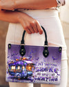 My Broom Broke Camping Halloween Leather Handbag