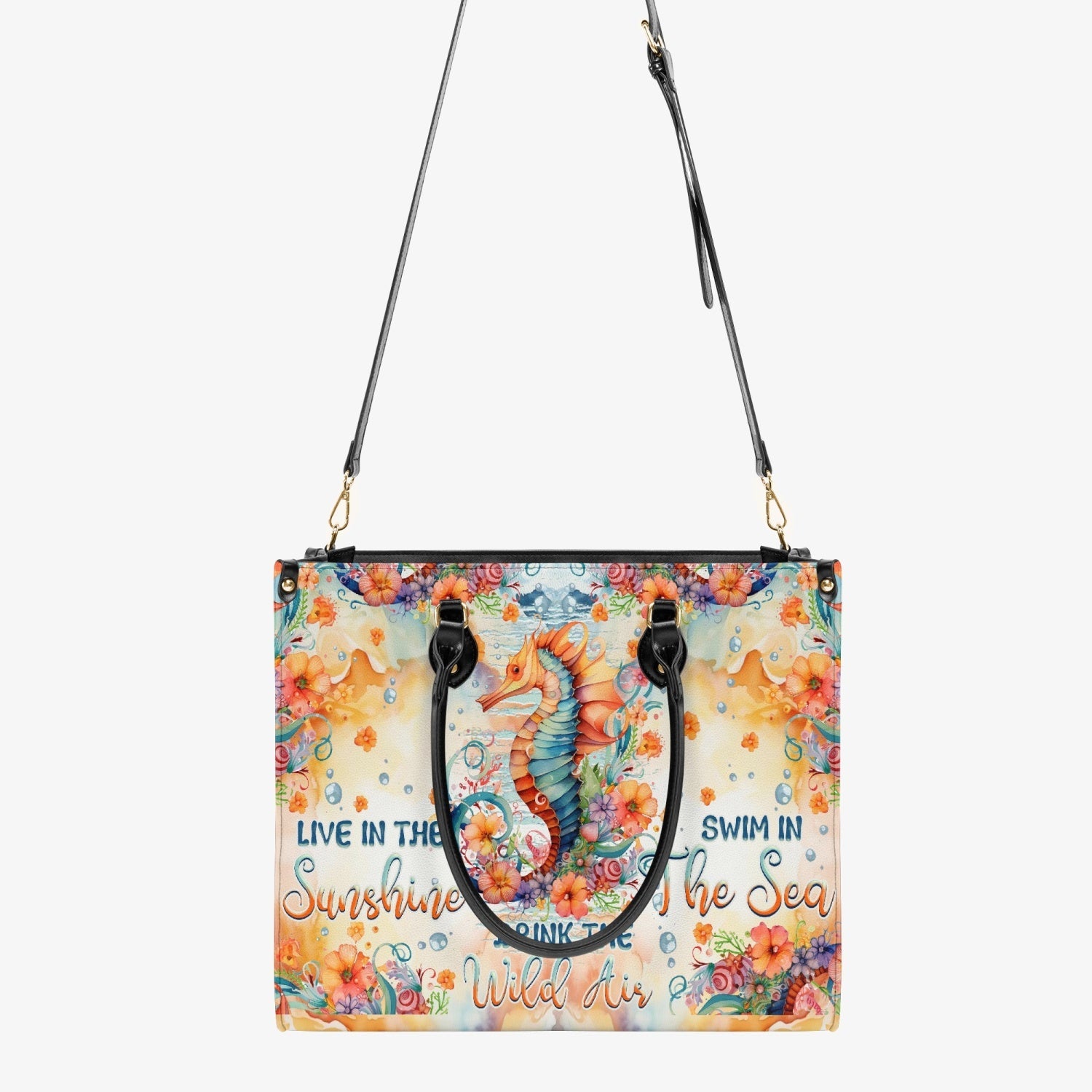 Bigcrowns LIVE IN THE SUNSHINE SEAHORSE LEATHER HANDBAG Z2903243