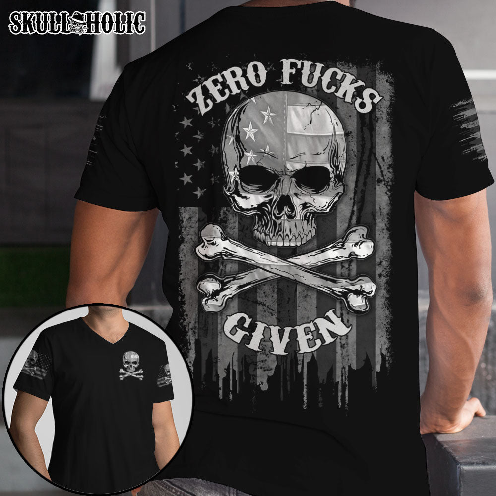 ZERO F GIVEN BONES SKULL B&W FLAG ALL OVER PRINT - TLNZ2010212