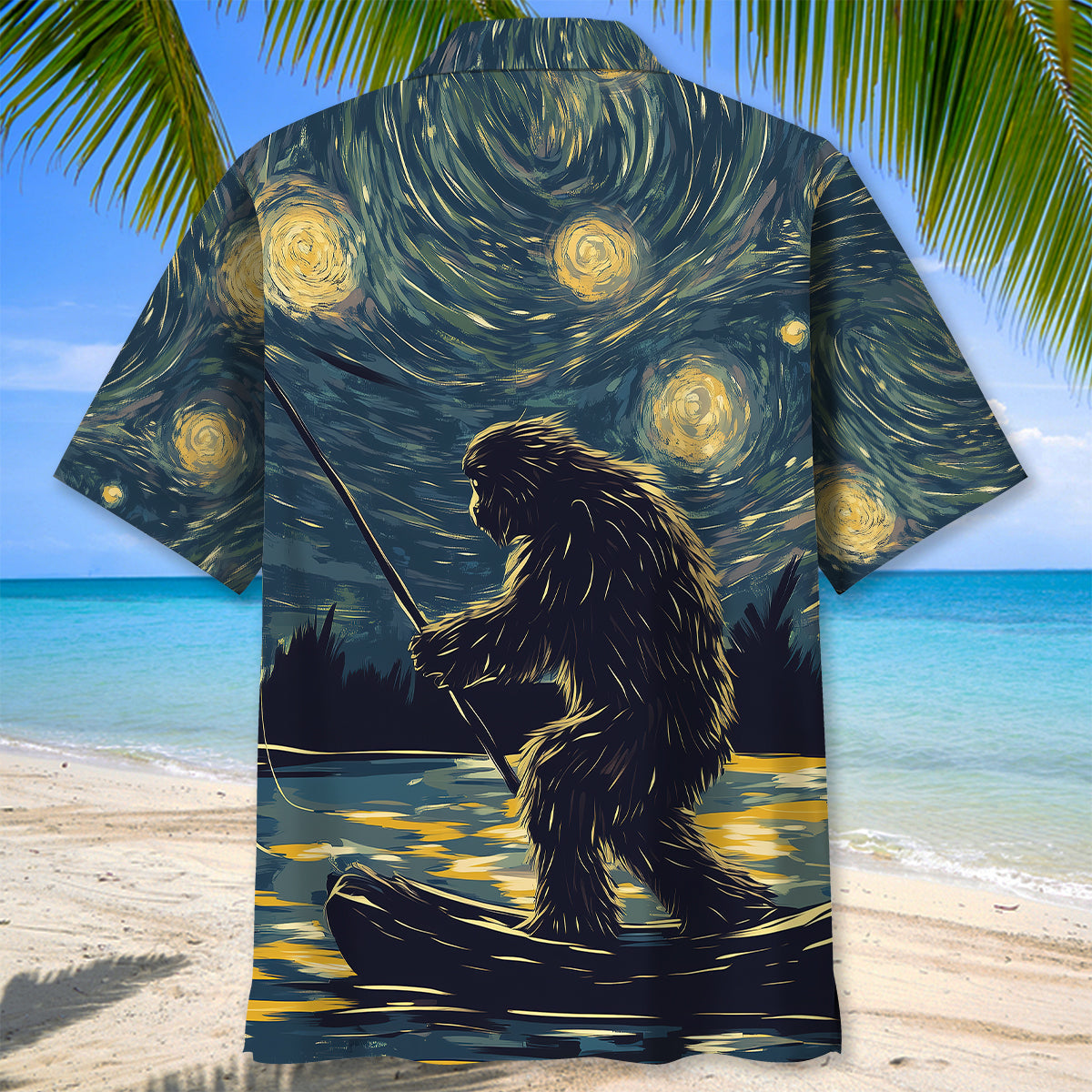 Bigfoot Starry Night Sasquatch Painting Art