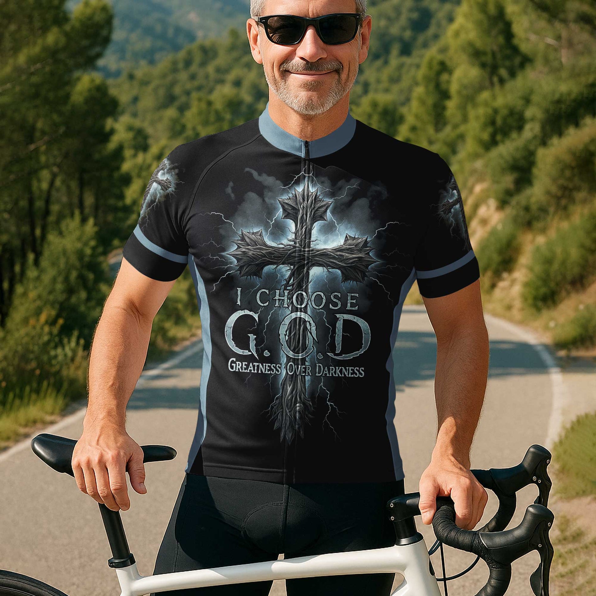 I Choose God Men's Cycling Jersey Set, Road Bike Cycling Kit for Men, Biking Outfit, Bicycle Suit, Team Racing Uniform