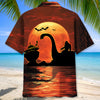 Halloween Bigfoot Riding on Lochness Monster and Alien Hawaiian Shirt