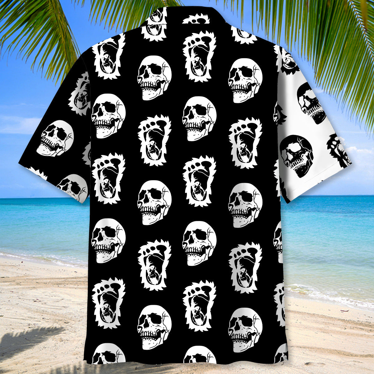 Halloween Bigfoot Silhouette Skull Hawaiian Shirt