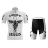 Powered By Jesus Men's Cycling Jersey Set, Road Bike Cycling Kit for Men, Biking Outfit, Bicycle Suit, Team Racing Uniform