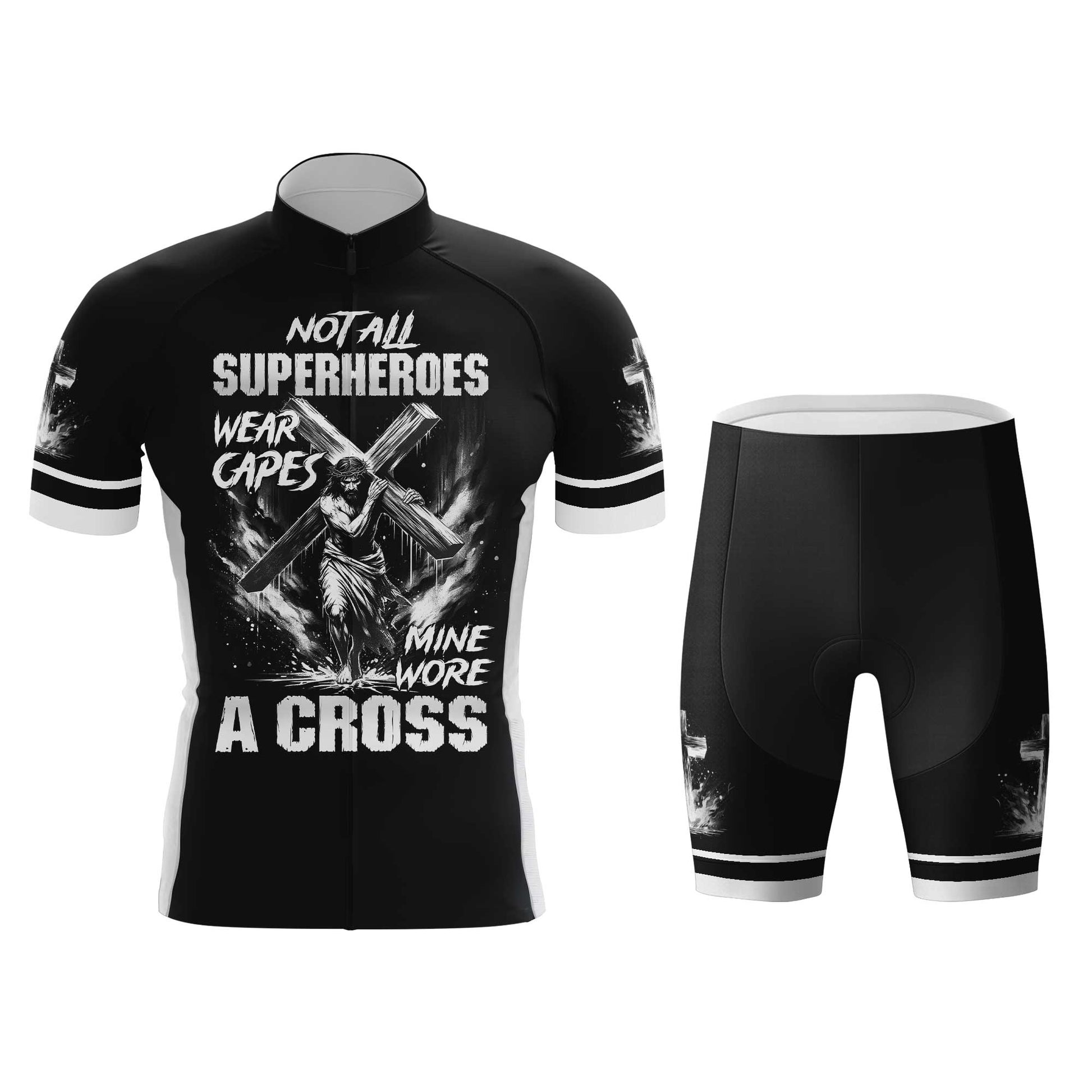 Jesus Cross Men's Cycling Jersey Set, Road Bike Cycling Kit for Men, Biking Outfit, Bicycle Suit, Team Racing Uniform