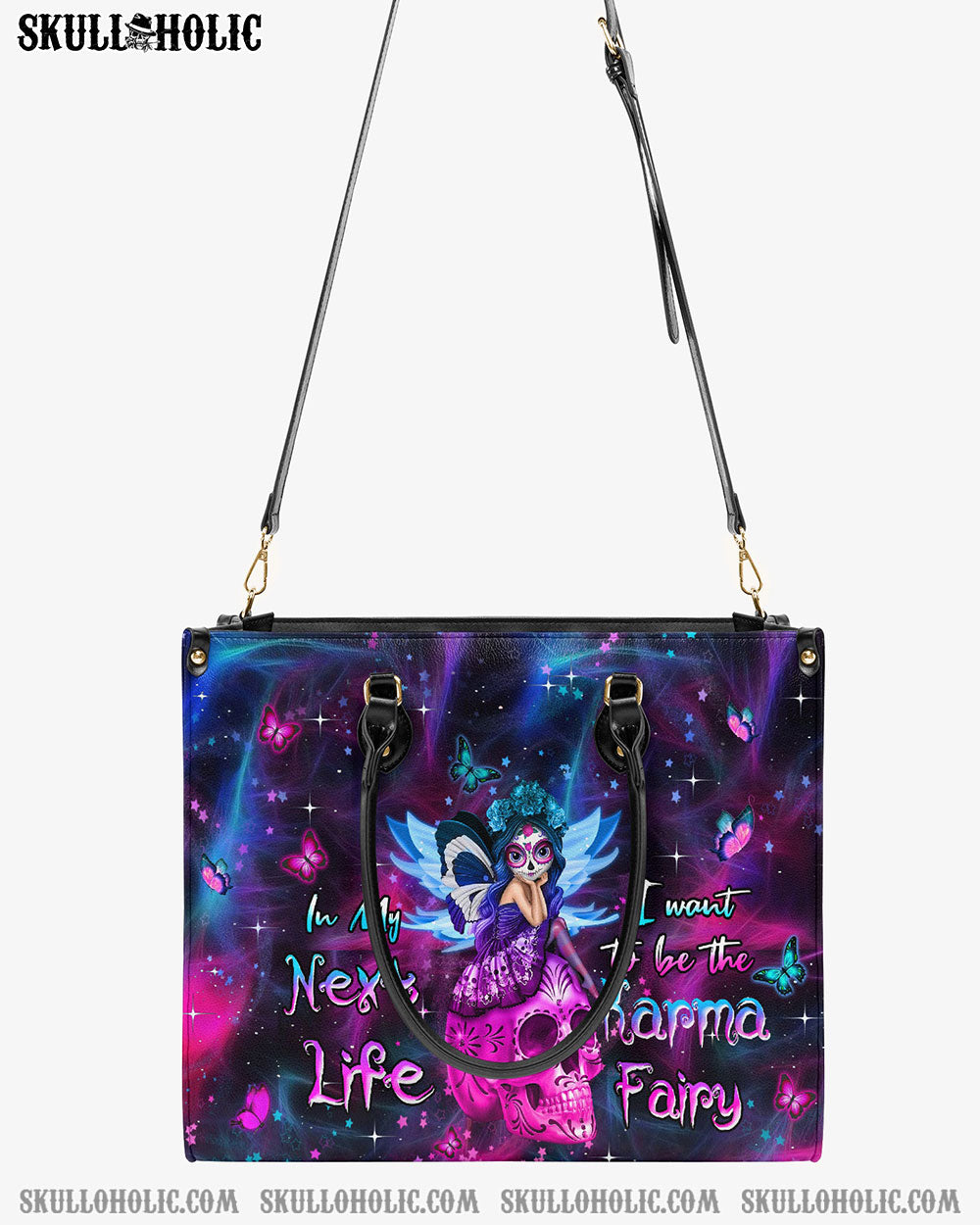 KARMA FAIRY SUGAR SKULL LEATHER HANDBAG - YHHN2203243