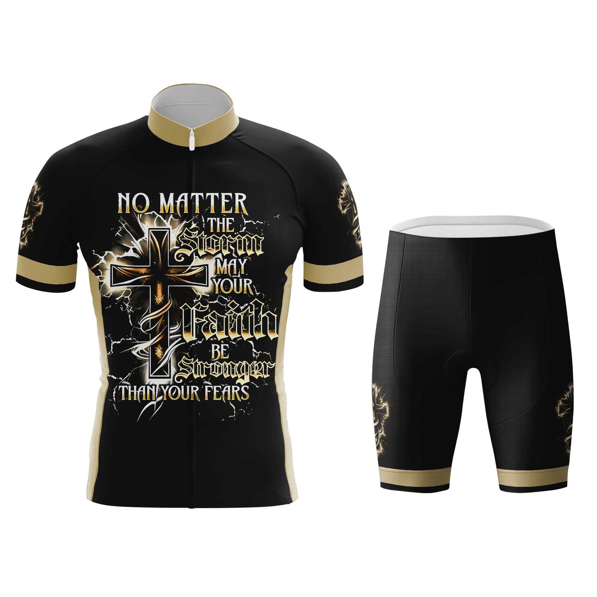 May Your Faith Be Stronger Than Fears Men's Cycling Jersey Set, Road Bike Cycling Kit for Men, Biking Outfit, Bicycle Suit, Team Racing Uniform
