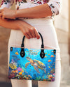 Ocean Turtle Leather Handbag