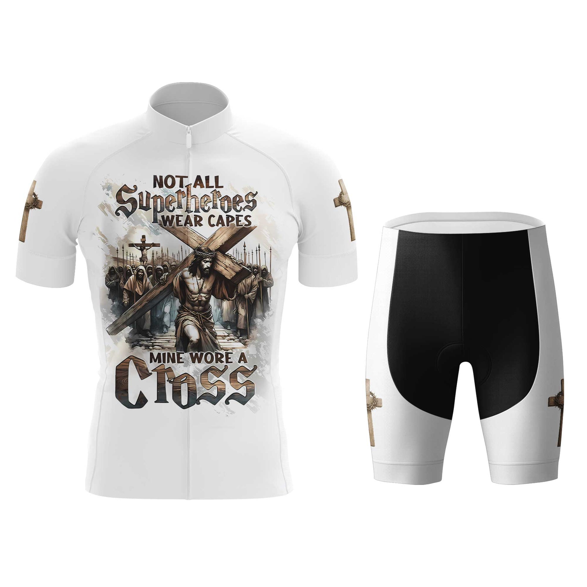 Jesus Cross Men's Cycling Jersey Set, Road Bike Cycling Kit for Men, Biking Outfit, Bicycle Suit, Team Racing Uniform