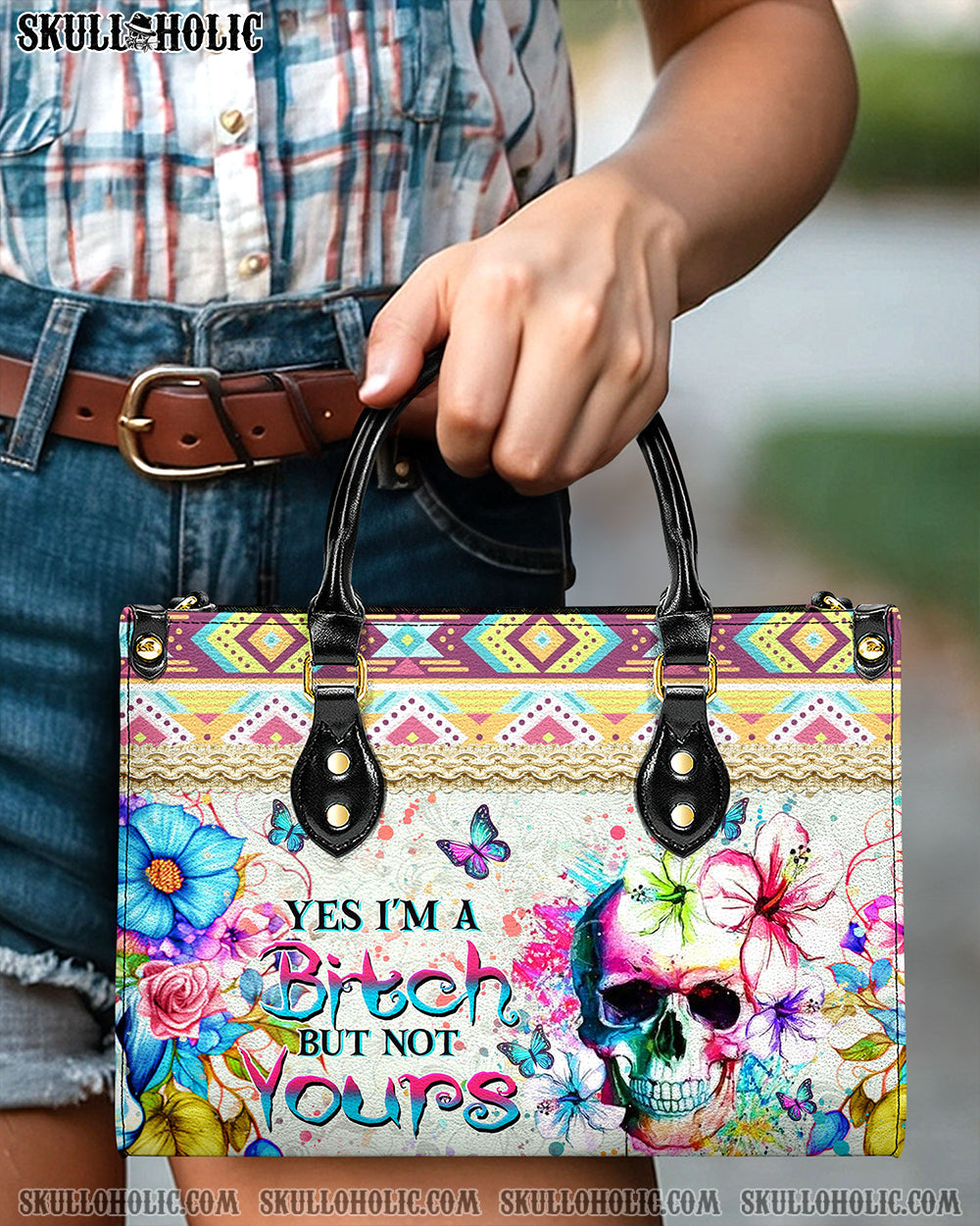 YES I'M A B BUT NOT YOURS LEATHER HANDBAG - YHHN2703243