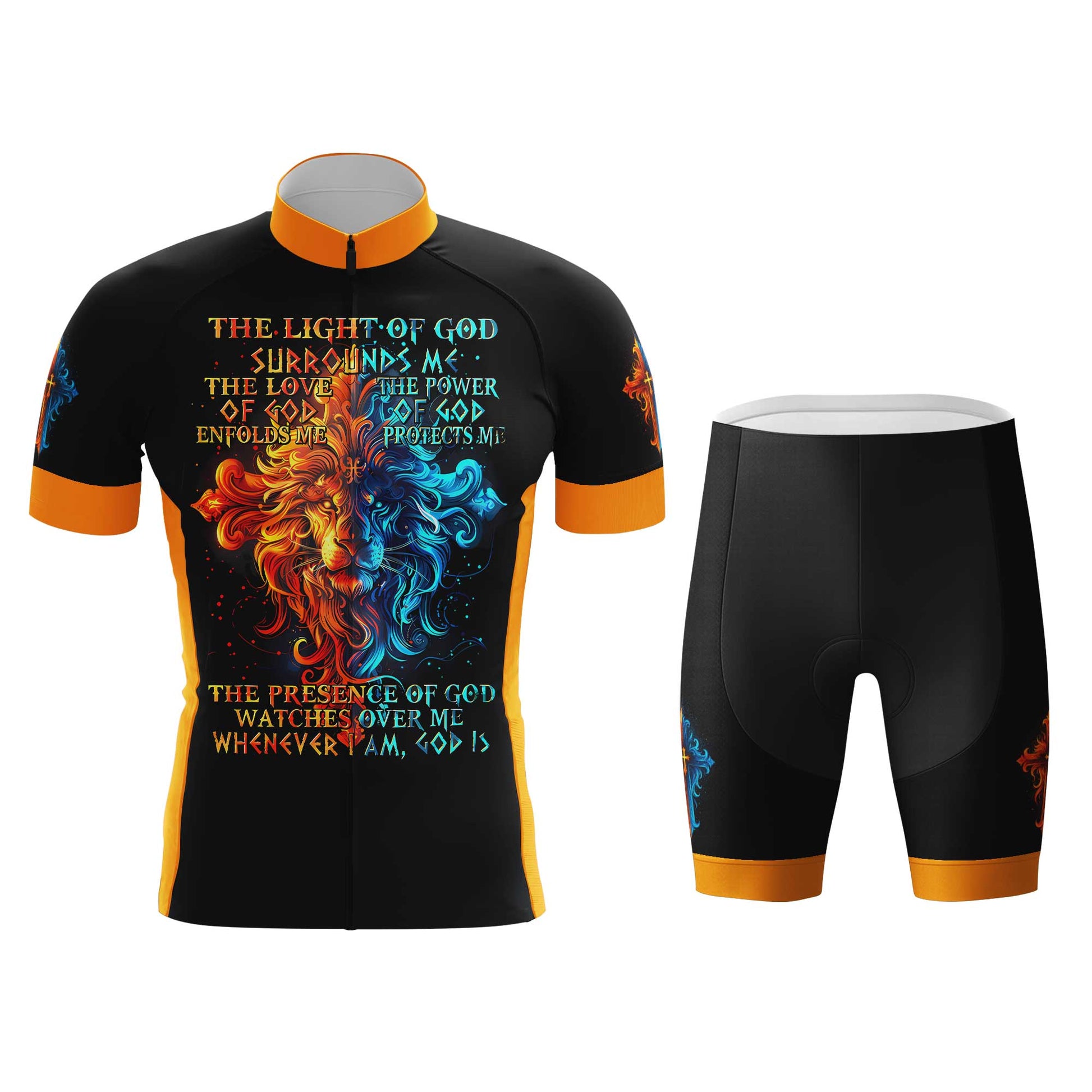 The Light Of God Men's Cycling Jersey Set, Road Bike Cycling Kit for Men, Biking Outfit, Bicycle Suit, Team Racing Uniform
