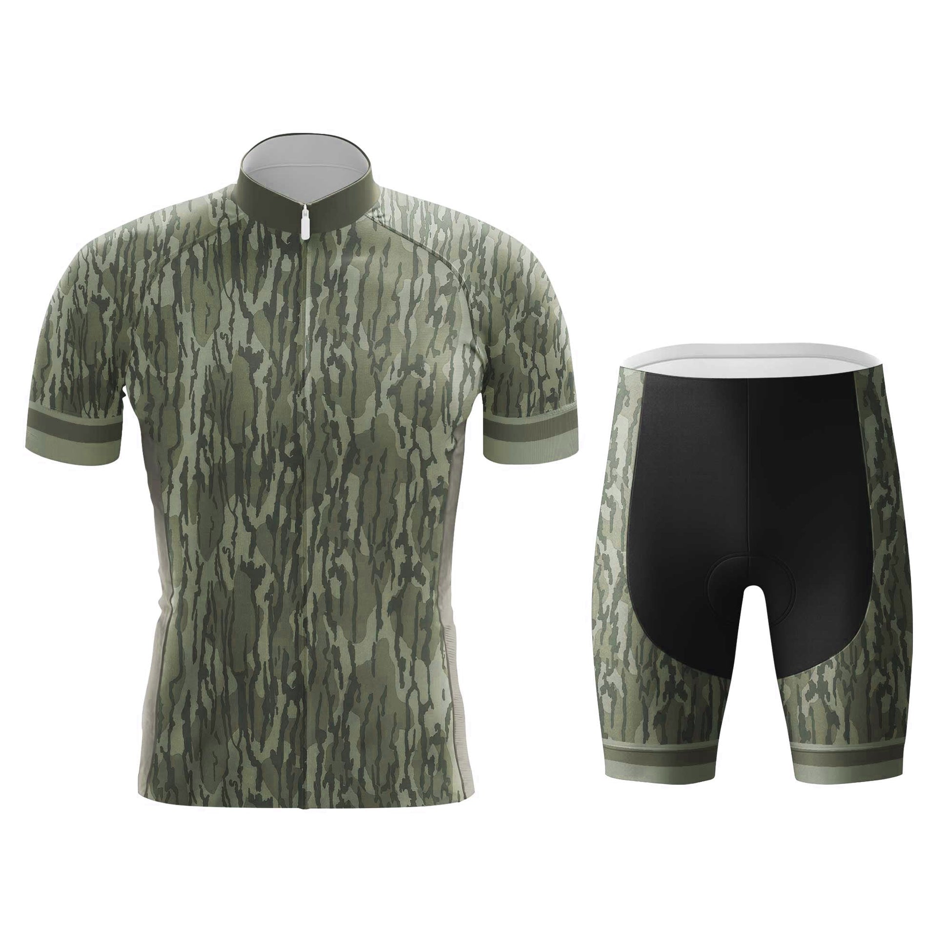 Green Camo Men's Cycling Jersey Set, Road Bike Cycling Kit for Men, Biking Outfit, Bicycle Suit, Team Racing Uniform