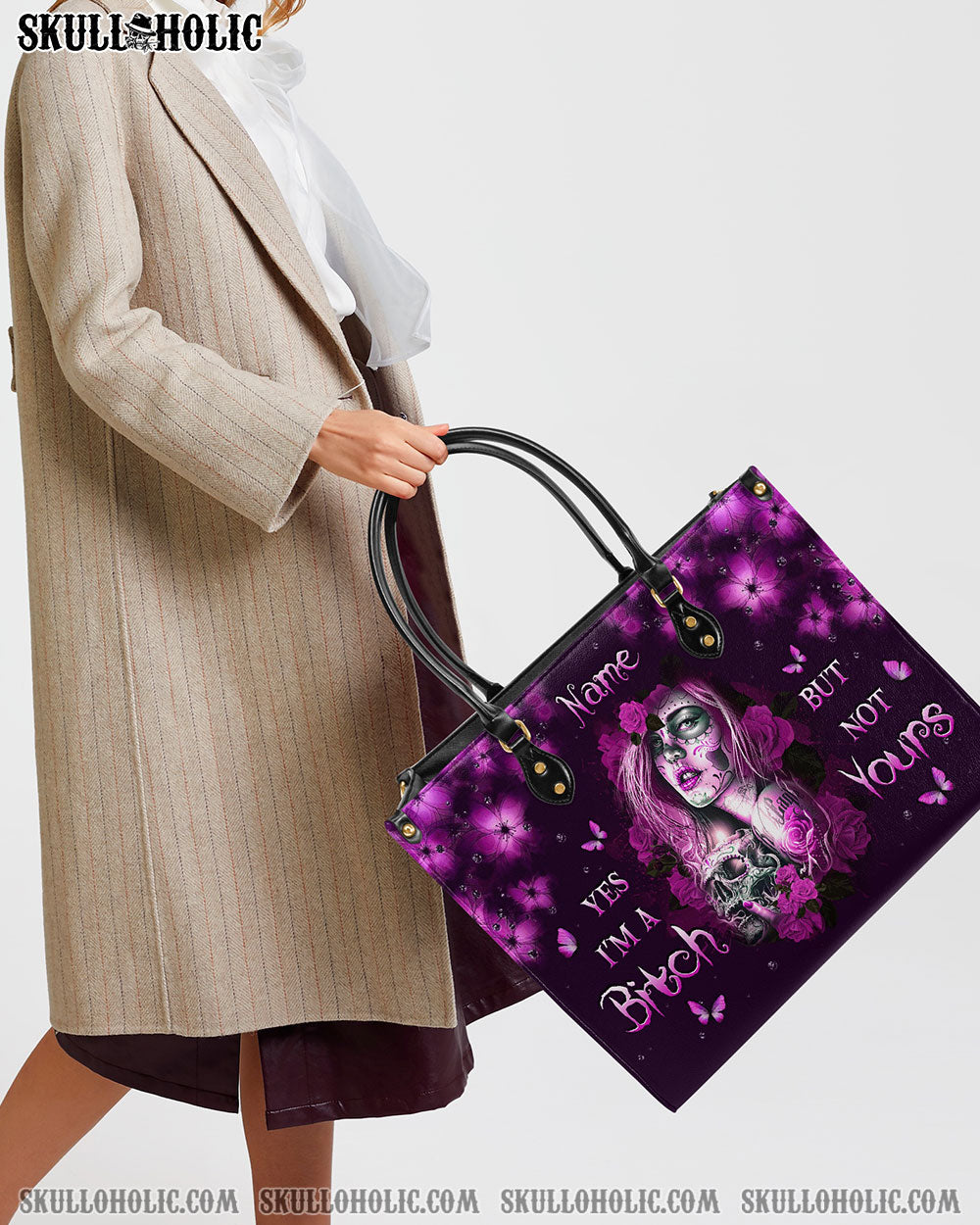 YES I'M A B BUT NOT YOURS LEATHER HANDBAG - YHKD2703242