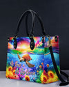 As Free As The Ocean Turtle Sunflowers Leather Handbag