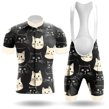 Happy Emoticon Cat Men's Cycling Jersey Set, Road Bike Cycling Kit for Men, Biking Outfit, Bicycle Suit, Team Racing Uniform