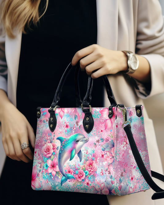 Dolphin Floral Leather Handbag