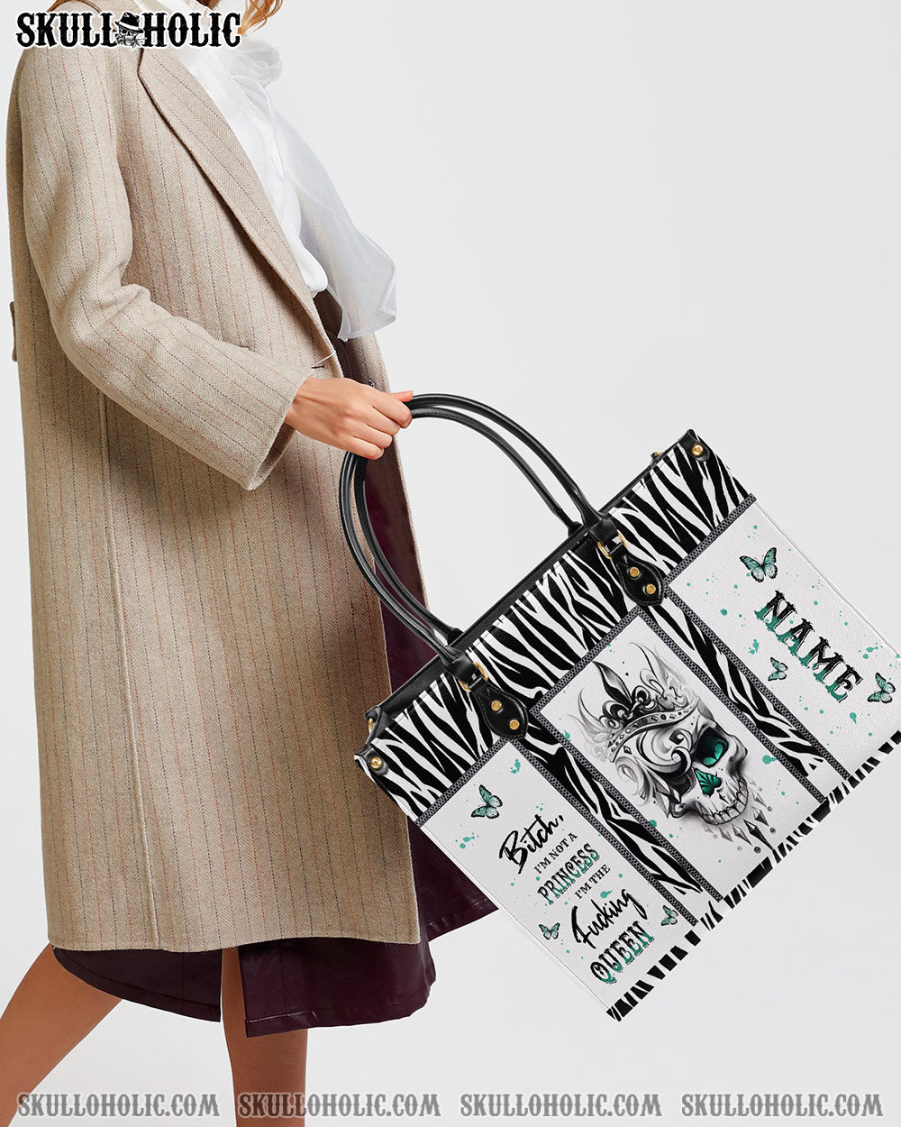 B I'M NOT A PRINCESS I'M THE F QUEEN LEATHER HANDBAG - YHKD2703241