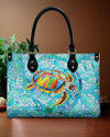 Stained Glass Turtle Leather Handbag