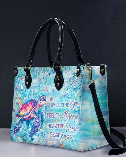 Smell The Sea Feel The Breeze Turtle Leather Handbag